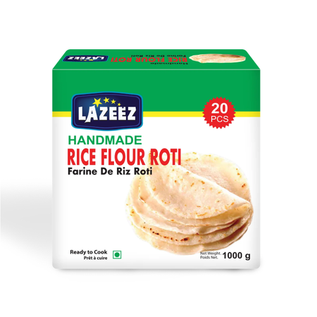 Lazeez Rice Flour Roti 1kg (20pcs). 1kg X 12 Pack Per Case. Factory Price, Save $6