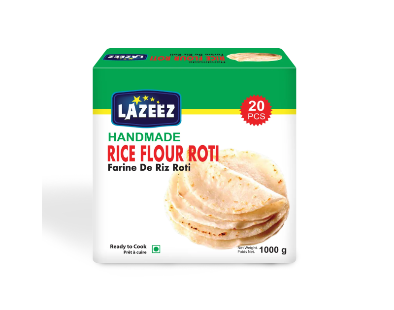 Lazeez Rice Flour Roti 1kg (20pcs). 1kg X 12 Pack Per Case. Factory Price, Save $6