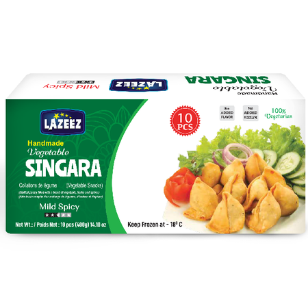 Lazeez Veg. Singara 400g (10 Pcs). 400g x 20 Pack Per Case. Save $8