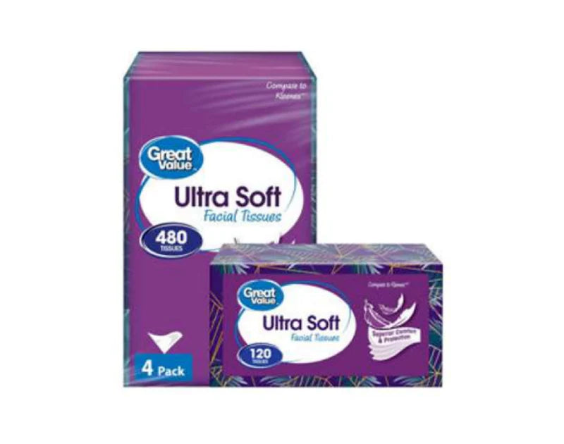 Ultra Soft Facial Tissues 4 Boxes 480 Sheets