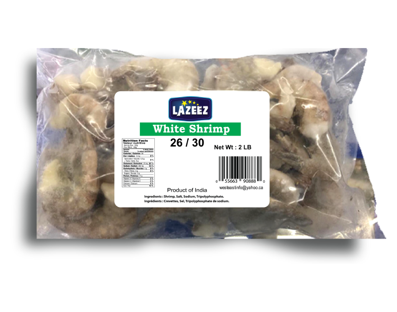 Lazeez White Shrimp 2LB. 2LB X10 Pack Per Case. Save $10